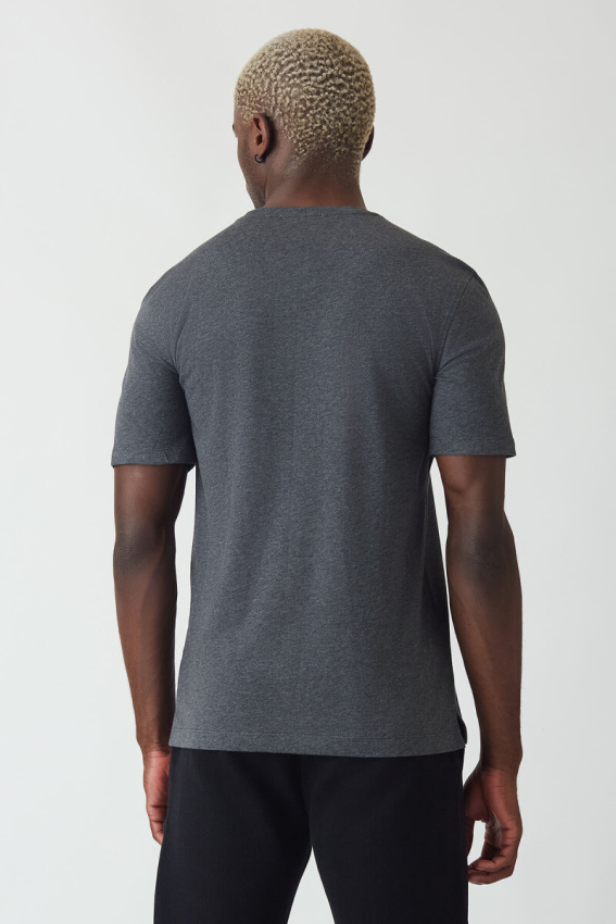 Basic İpek Apreli Bisiklet Yaka Antrasit Erkek T-Shirt - 2