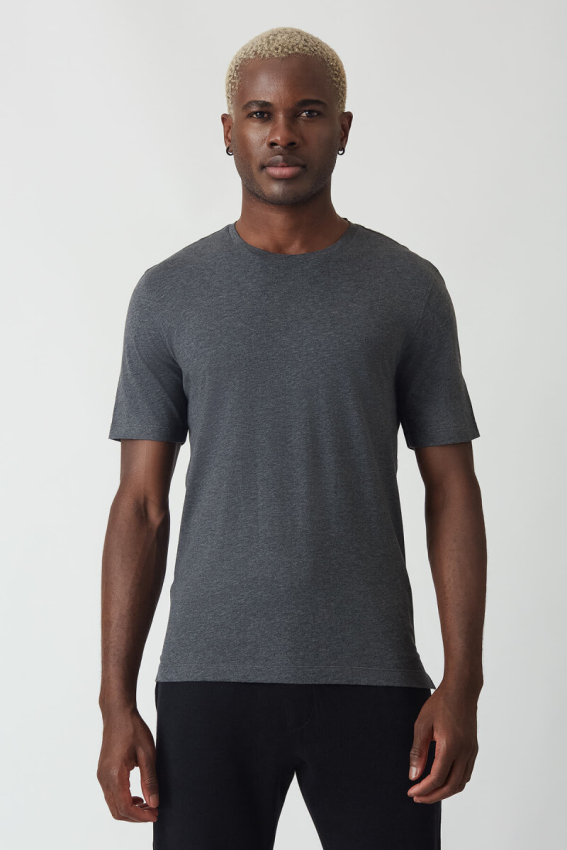 Basic İpek Apreli Bisiklet Yaka Antrasit Erkek T-Shirt - 4
