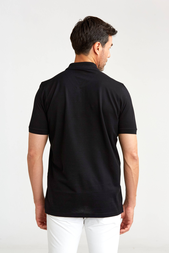 Merserize Pike Polo Yaka Siyah Erkek T-Shirt - 2