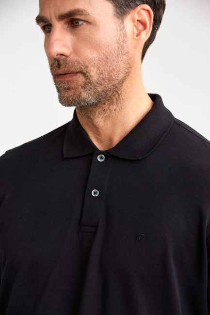 Merserize Pike Polo Yaka Siyah Erkek T-Shirt - 4