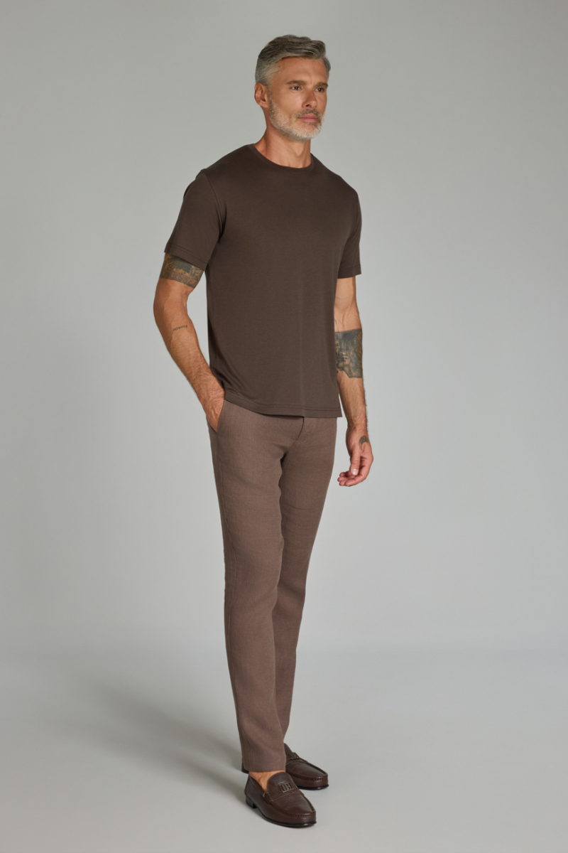 Bisiklet Yaka Kahve Erkek Tshirt - 3