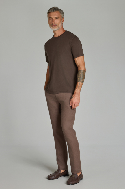 Bisiklet Yaka Kahve Erkek Tshirt - 4