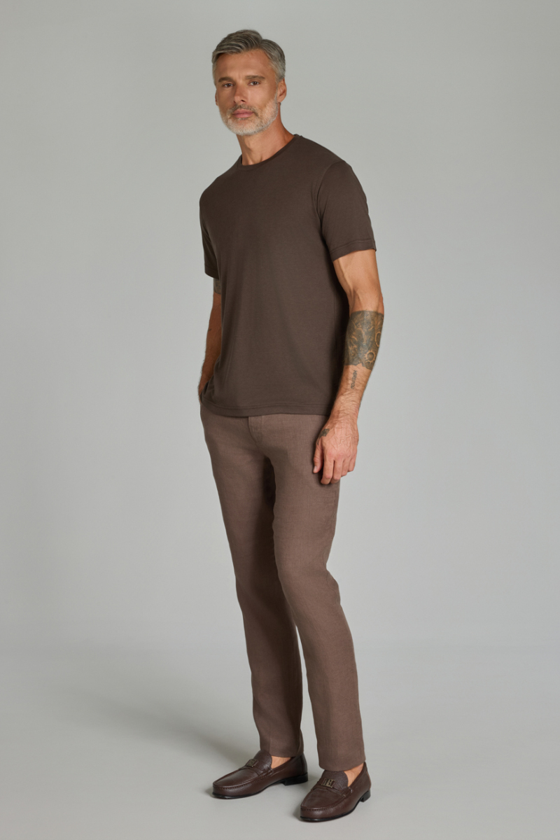 Bisiklet Yaka Kahve Erkek Tshirt - 4