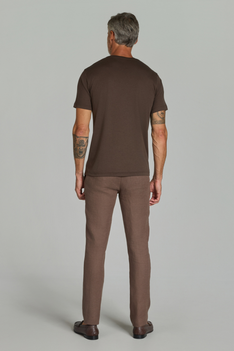 Bisiklet Yaka Kahve Erkek Tshirt - 6