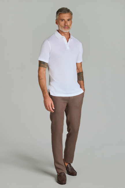 Polo Yaka Beyaz Erkek Tshirt - 2