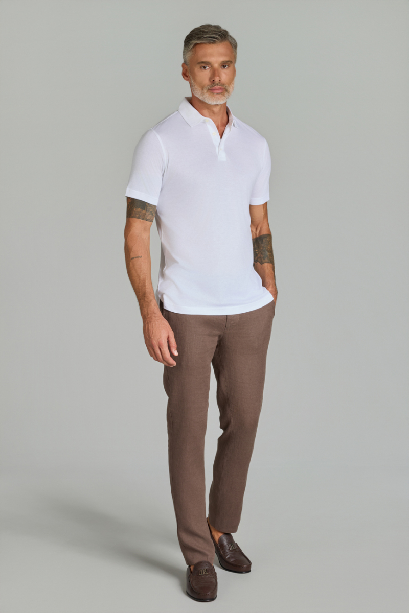 Polo Yaka Beyaz Erkek Tshirt - 2
