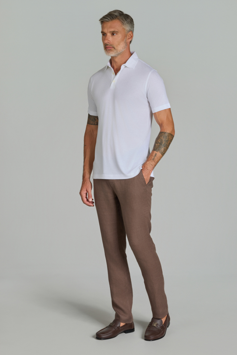 Polo Yaka Beyaz Erkek Tshirt - 4