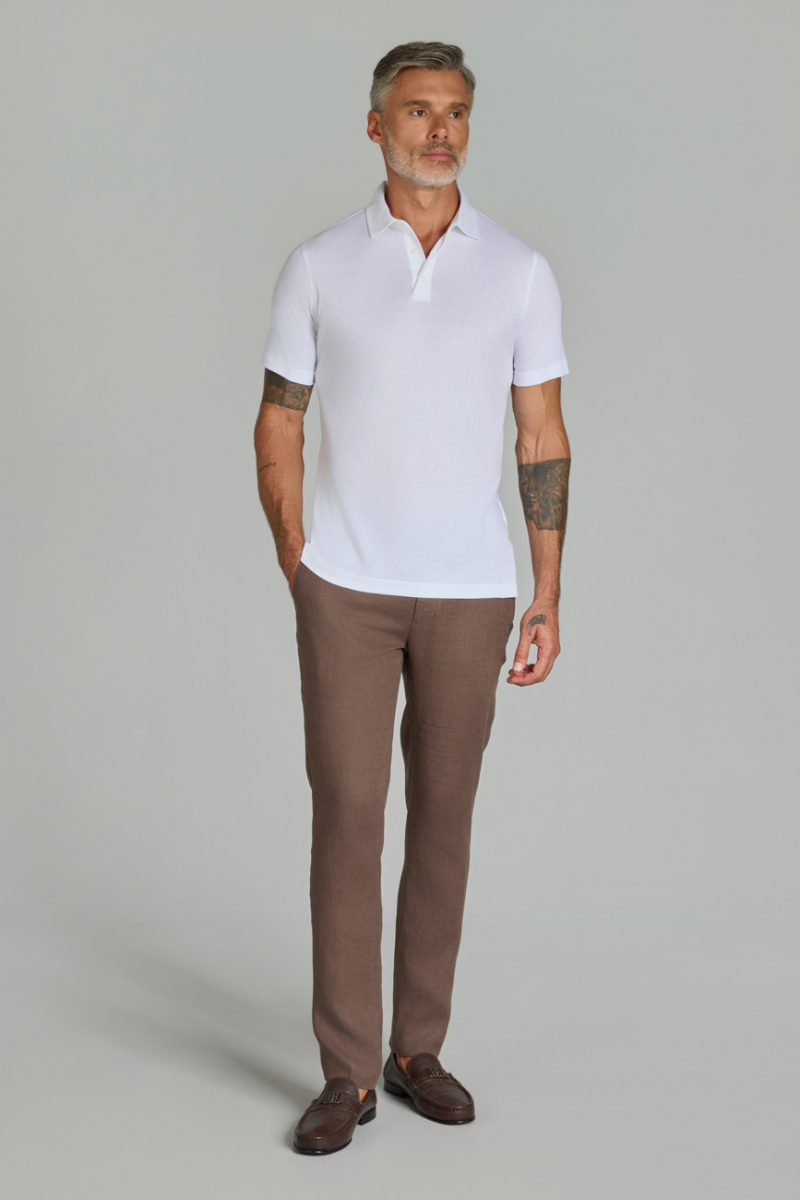 Polo Yaka Beyaz Erkek Tshirt - 1