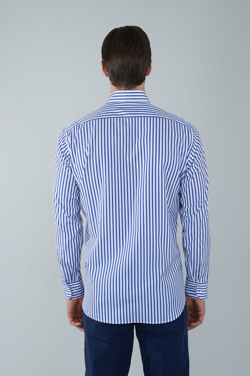 Uzun Kol Cepli Lacivert Pamuk Erkek Gömlek (1)