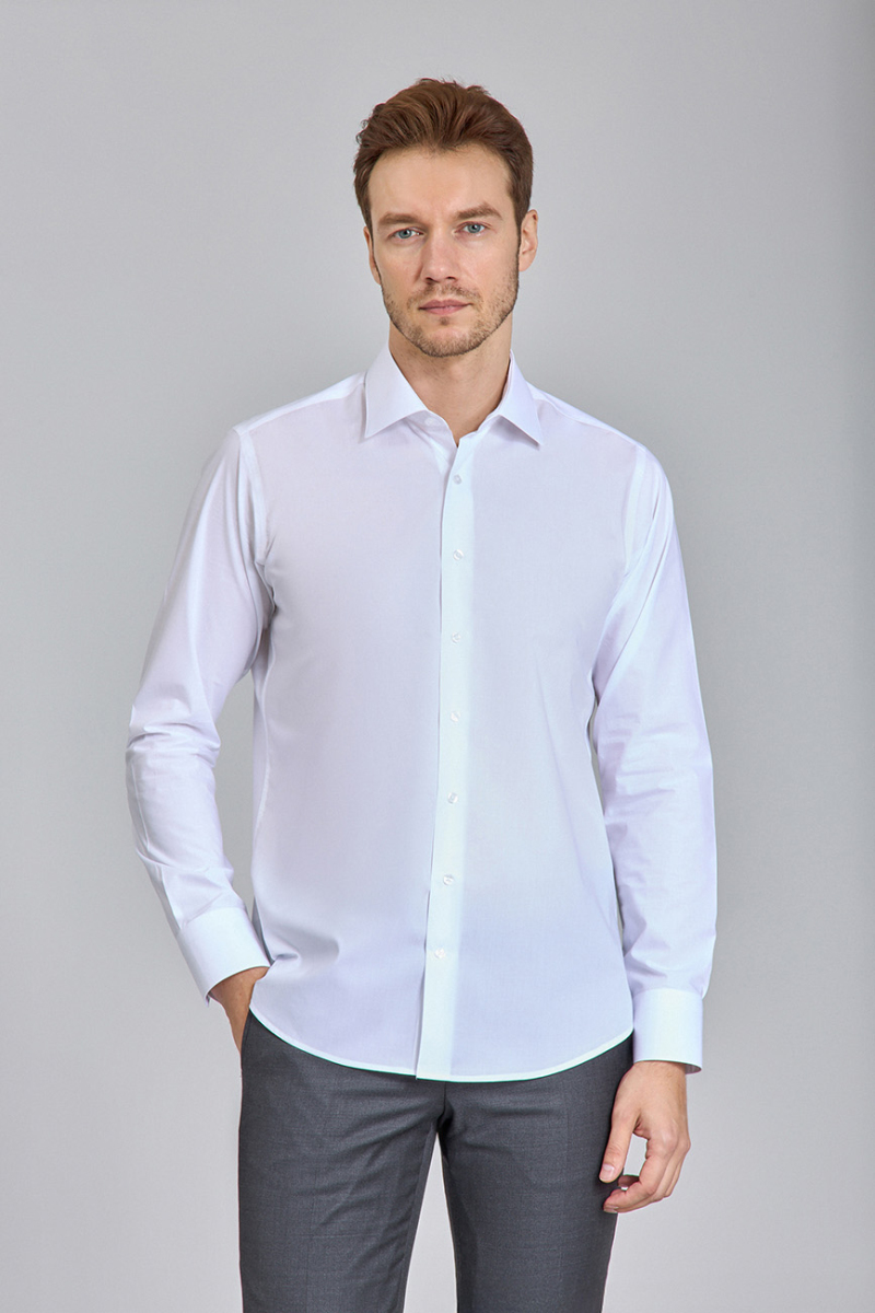 Regular Fit Klasik Yaka Beyaz Erkek Gömlek - 1