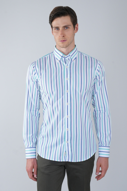 Uzun Kol Cepsiz Yeşil Pamuk Erkek Gömlek 