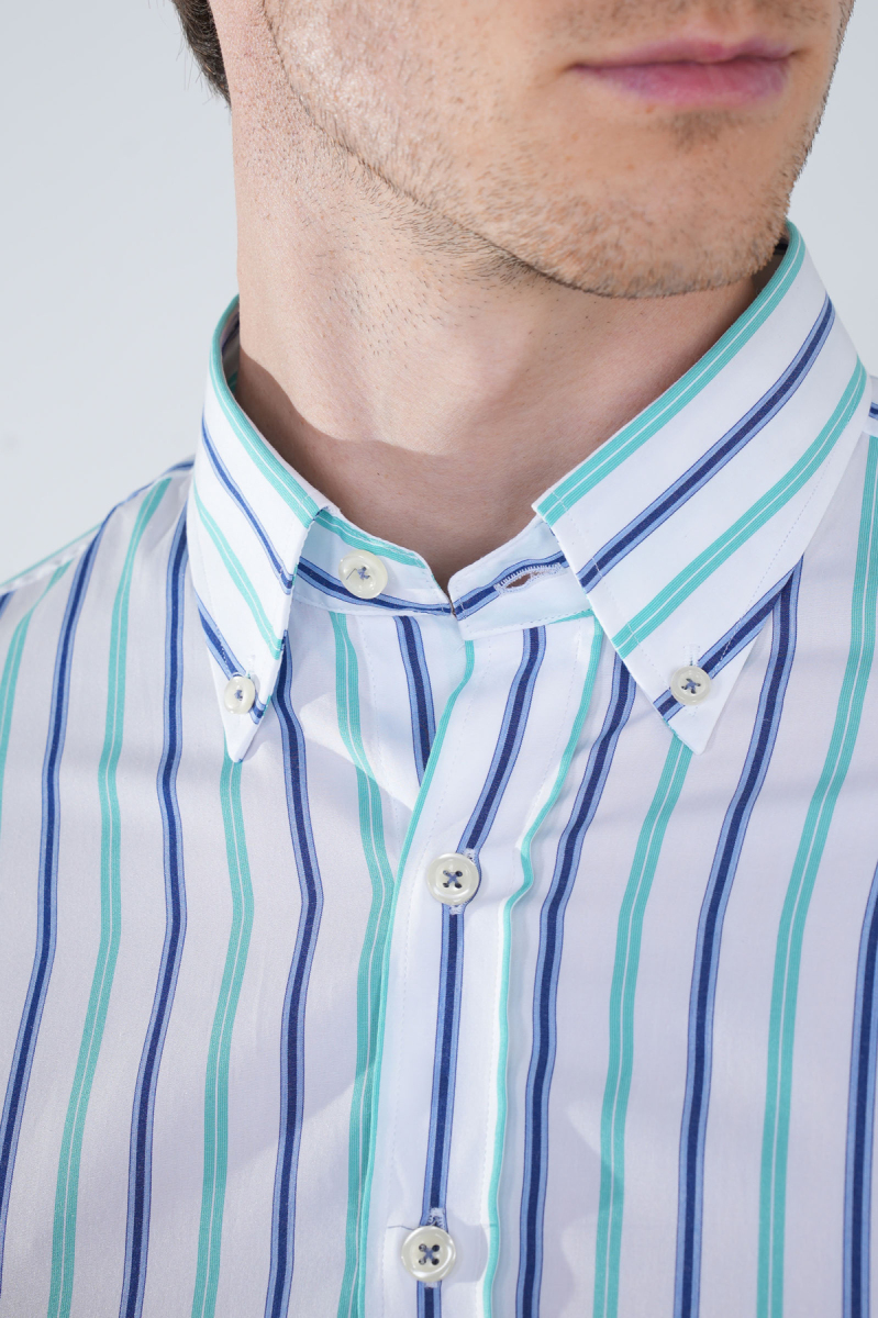 Uzun Kol Cepsiz Yeşil Pamuk Erkek Gömlek - 3