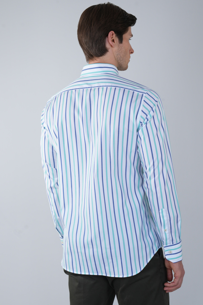 Uzun Kol Cepsiz Yeşil Pamuk Erkek Gömlek (1)