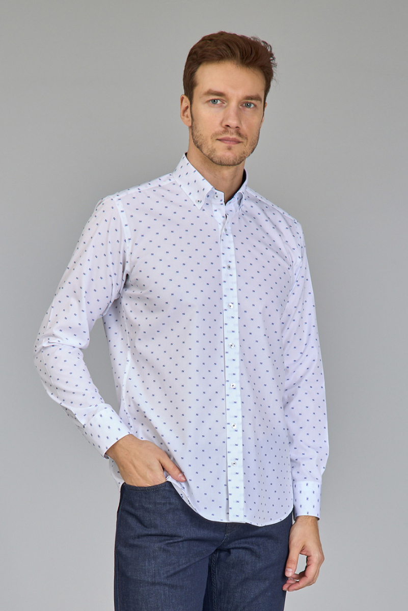 Regular Fit Paşa Yaka Beyaz Erkek Gömlek - 1