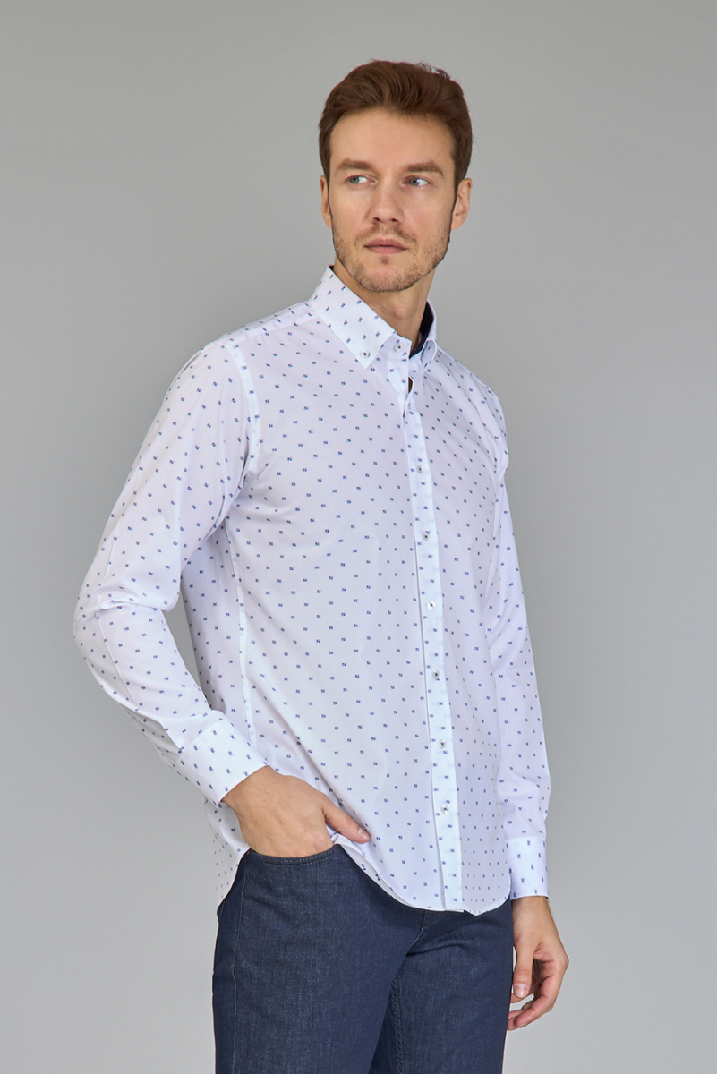 Regular Fit Paşa Yaka Beyaz Erkek Gömlek - 4