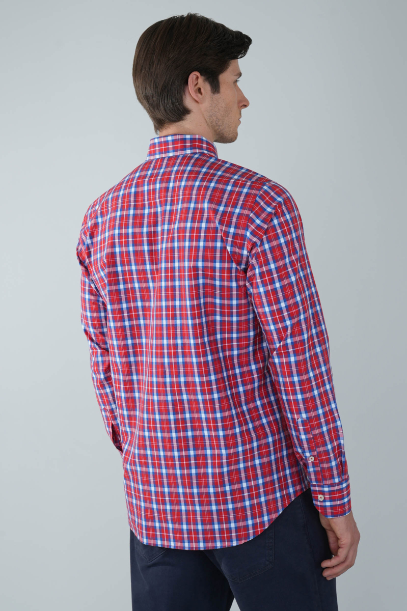 Uzun Kol Paşa Yaka Cepsiz Kırmızı Pamuk Erkek Gömlek (1)