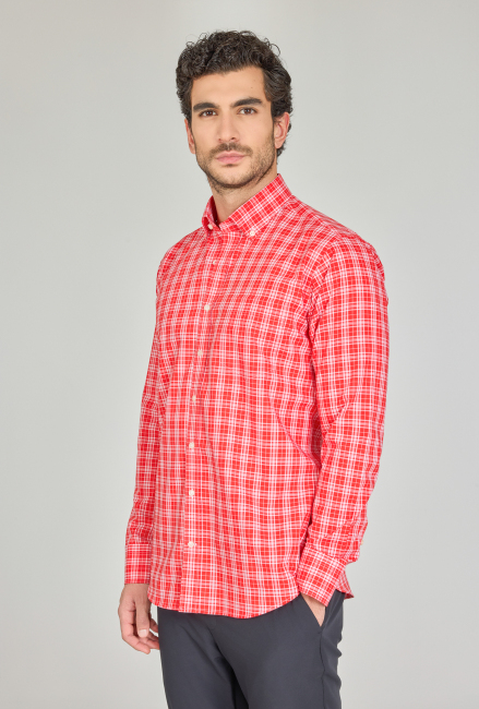Regular Fit Paşa Yaka Cepsiz Kırmızı Erkek Gömlek - (1)