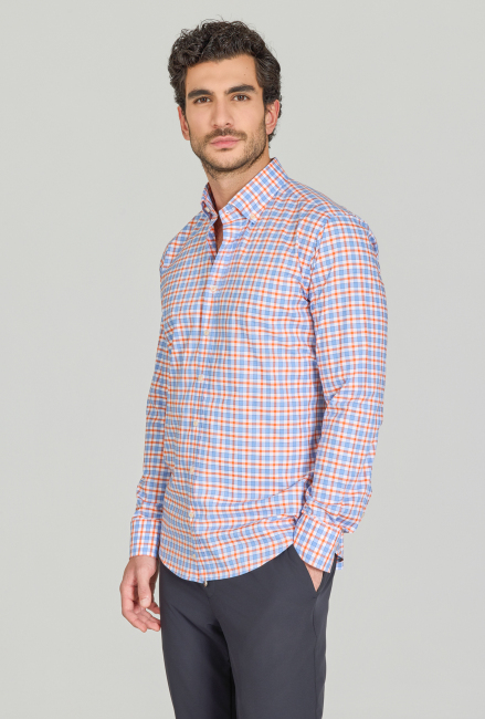 Regular Fit Paşa Yaka Cepsiz Turuncu Erkek Gömlek - (1)