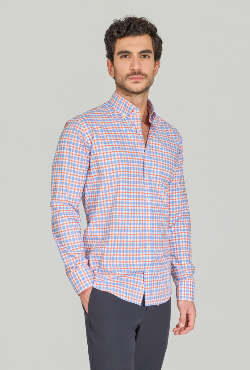 Regular Fit Paşa Yaka Cepsiz Turuncu Erkek Gömlek - 4