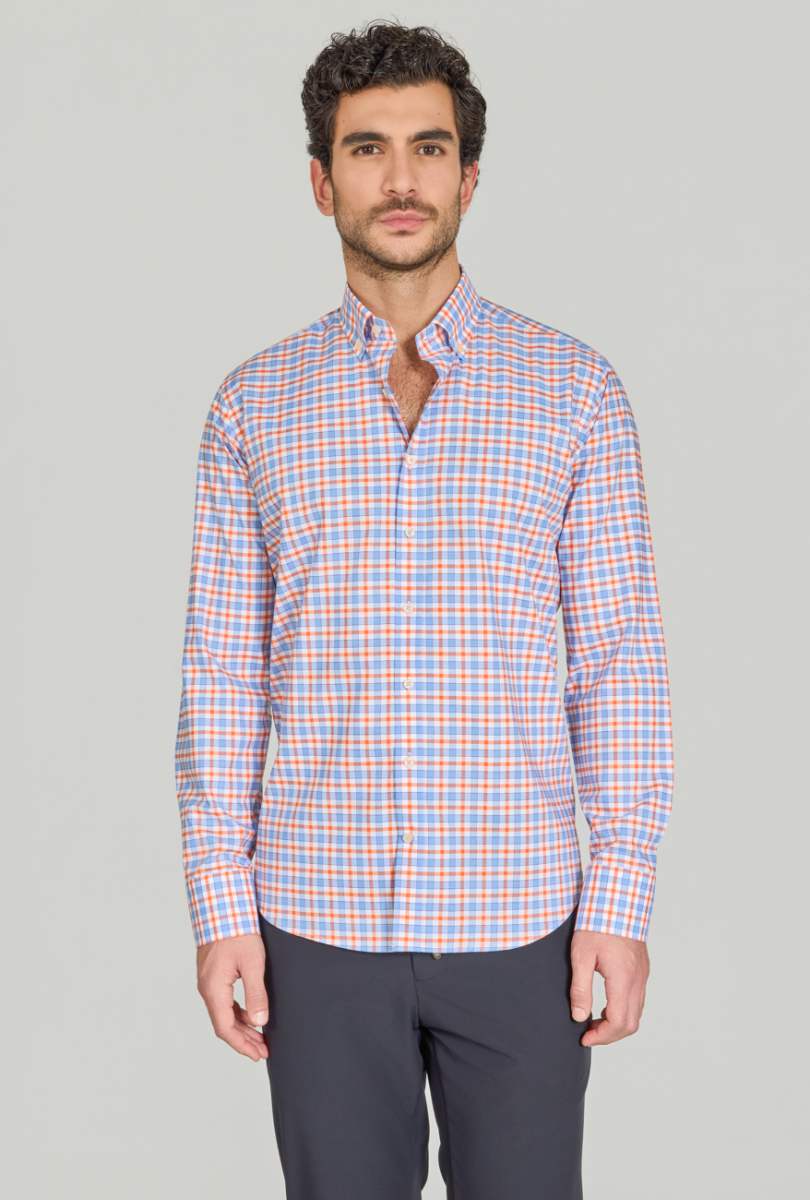 Regular Fit Paşa Yaka Cepsiz Turuncu Erkek Gömlek - 1