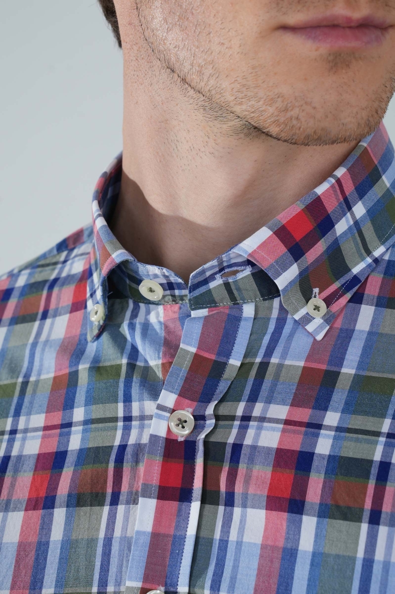 Uzun Kol Paşa Yaka Cepsiz Yeşil Pamuk Erkek Gömlek - 3