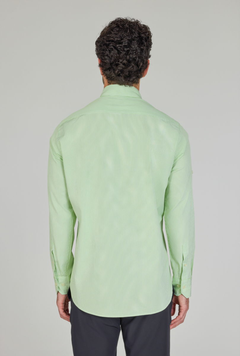 Regular Fit Paşa Yaka Cepsiz Yeşil Erkek Gömlek - 4