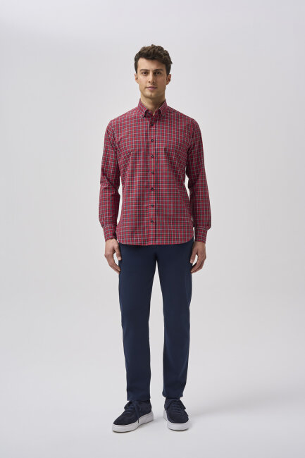 Bisse Studio Erkek Cepsiz Regular Fit Gömlek Kırmızı - 1