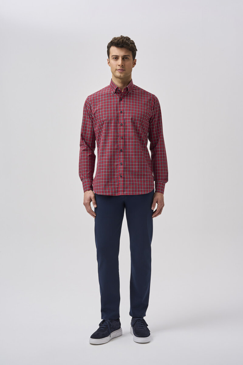 Bisse Studio Erkek Cepsiz Regular Fit Gömlek Kırmızı