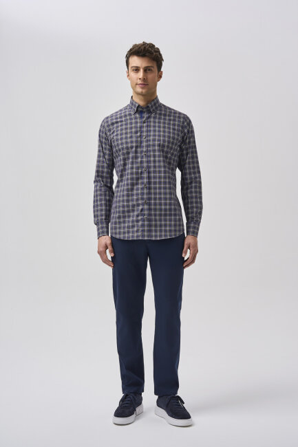 Bisse Studio Erkek Regular Fit Uzun Kollu Cepsiz Gömlek Lacivert