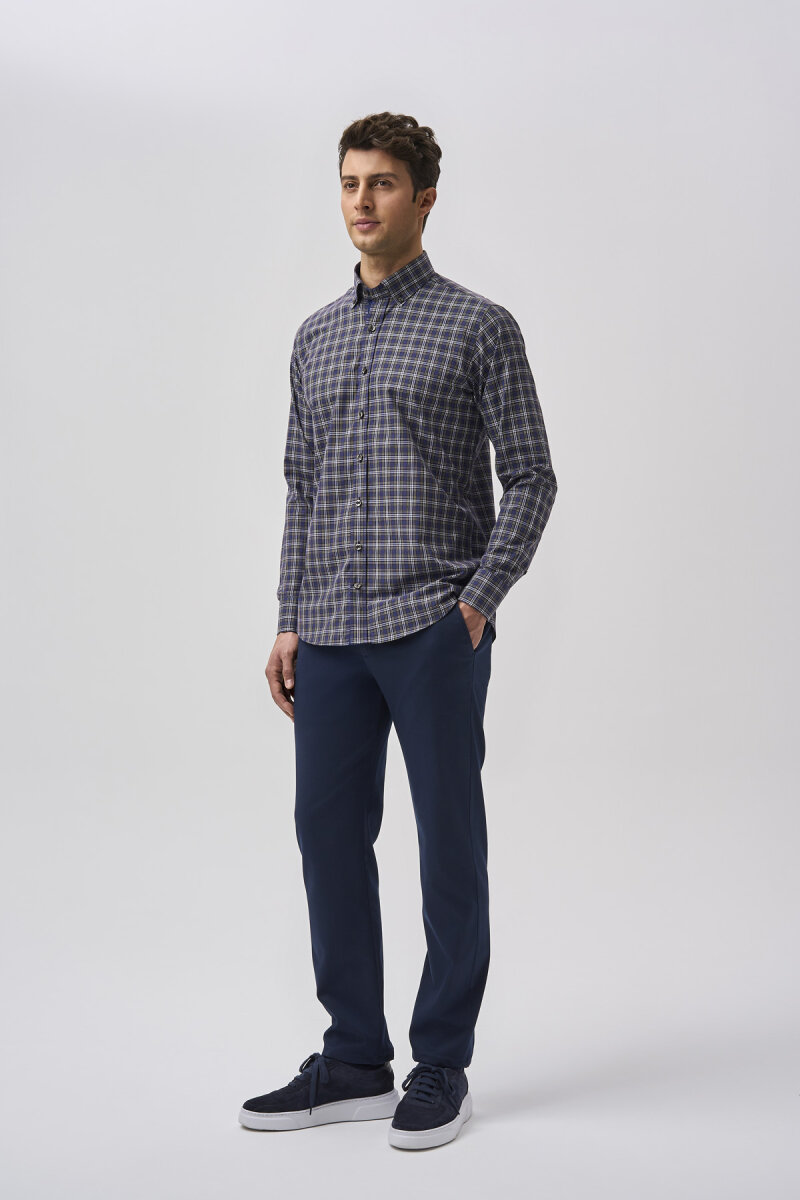 Bisse Studio Erkek Regular Fit Uzun Kollu Cepsiz Gömlek Lacivert - 2