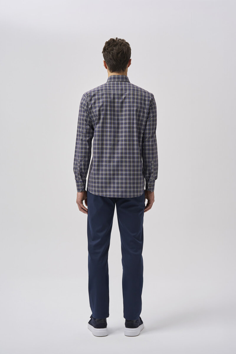 Bisse Studio Erkek Regular Fit Uzun Kollu Cepsiz Gömlek Lacivert - 3