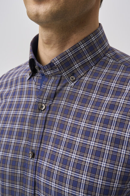 Bisse Studio Erkek Regular Fit Uzun Kollu Cepsiz Gömlek Lacivert - 4