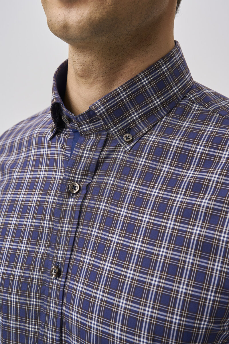 Bisse Studio Erkek Regular Fit Uzun Kollu Cepsiz Gömlek Lacivert - 4