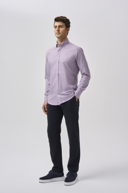 Bisse Studio Erkek Cepsiz Regular Fit Gömlek Lila (1)