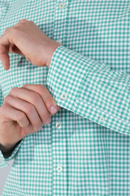 Uzun Kol Paşa Yaka Cepsiz Yeşil Pamuk Erkek Gömlek - 4