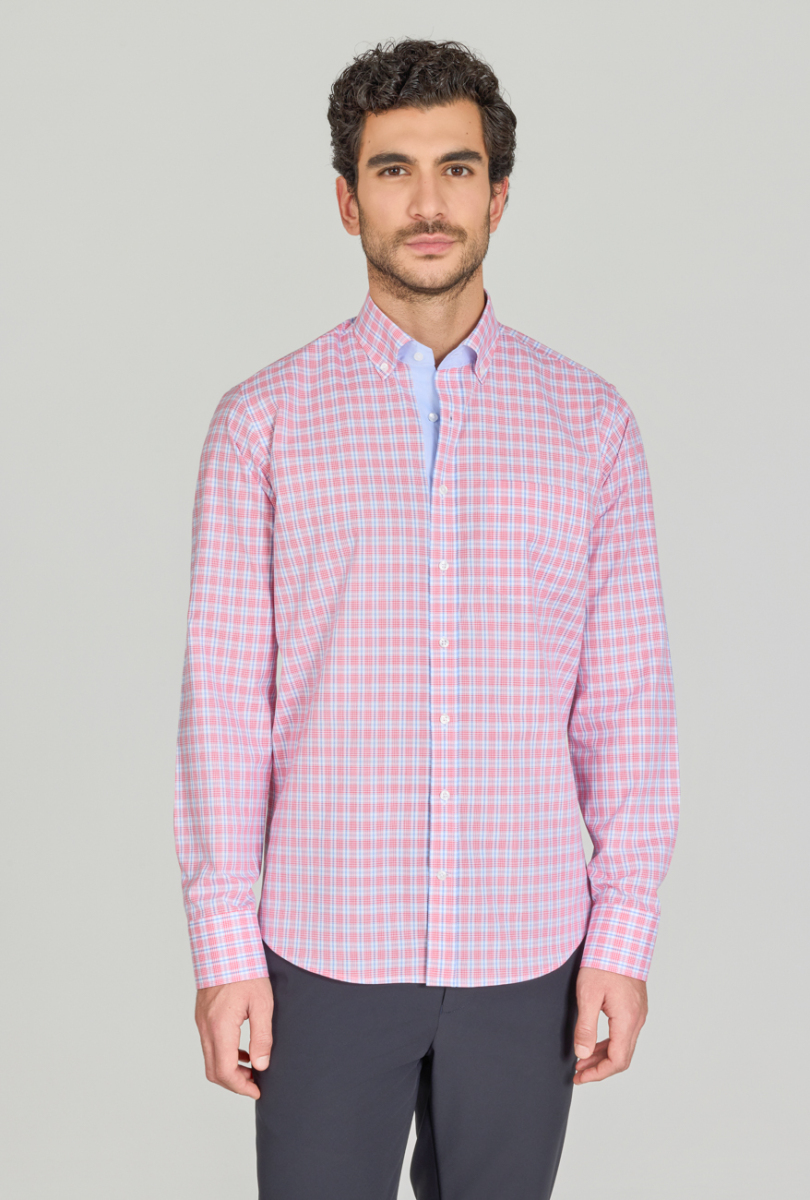 Regular Fit Paşa Yaka T Cep Kırmızı Erkek Gömlek - 1