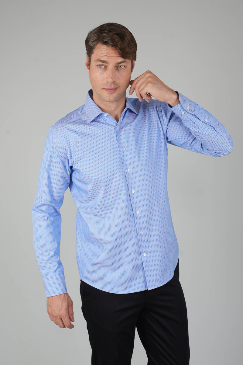 Uzun Kollu Erkek Regular Fit Mavi Klasik Gömlek