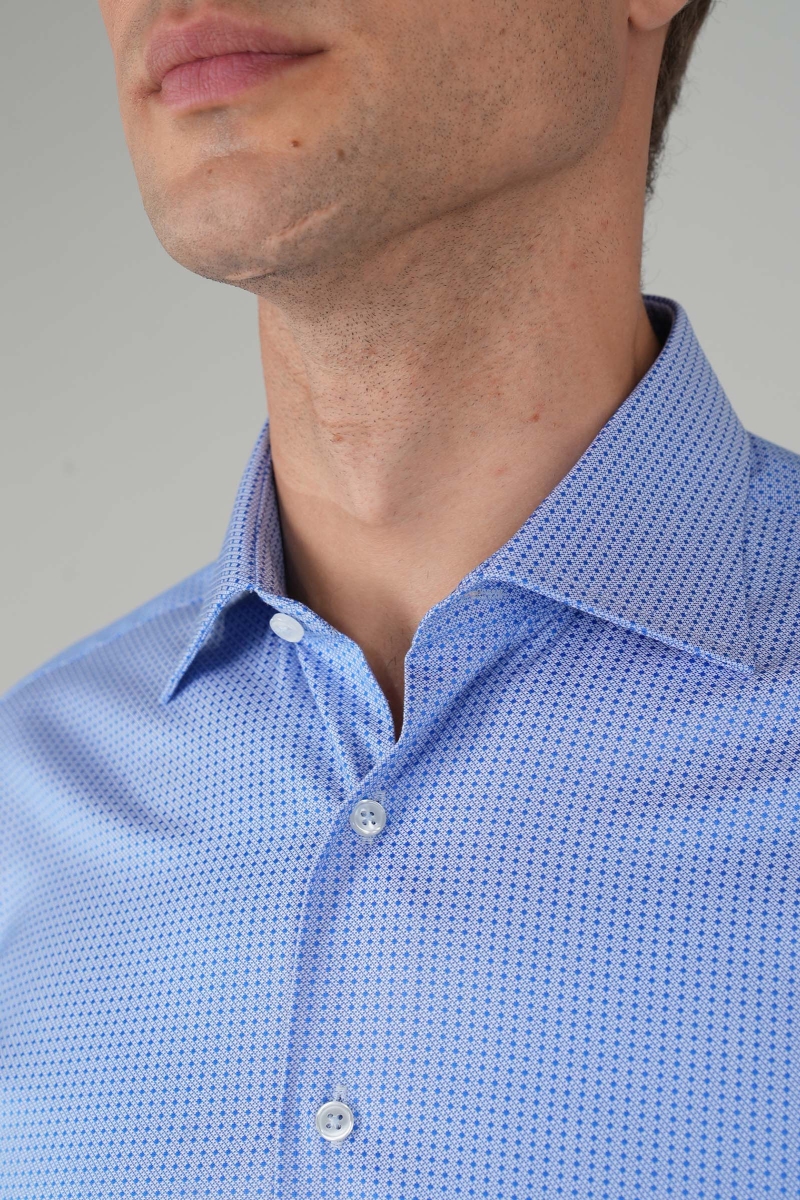 Uzun Kollu Erkek Regular Fit Mavi Klasik Gömlek - 3