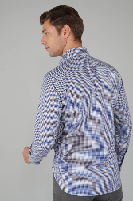 Uzun Kollu Kahve Kareli Regular Fit Erkek Gömlek - 2