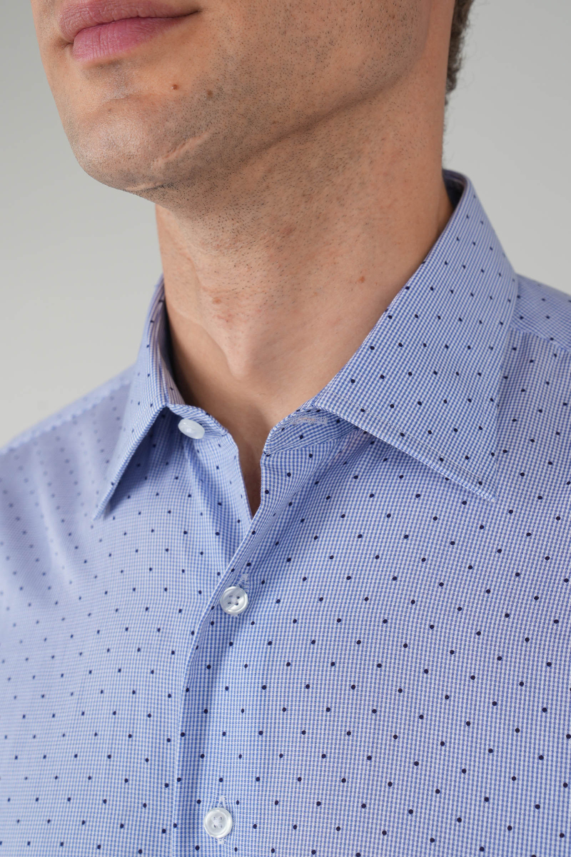 Uzun Kollu Klasik Mavi Regular Fit Erkek Gömkek - 4