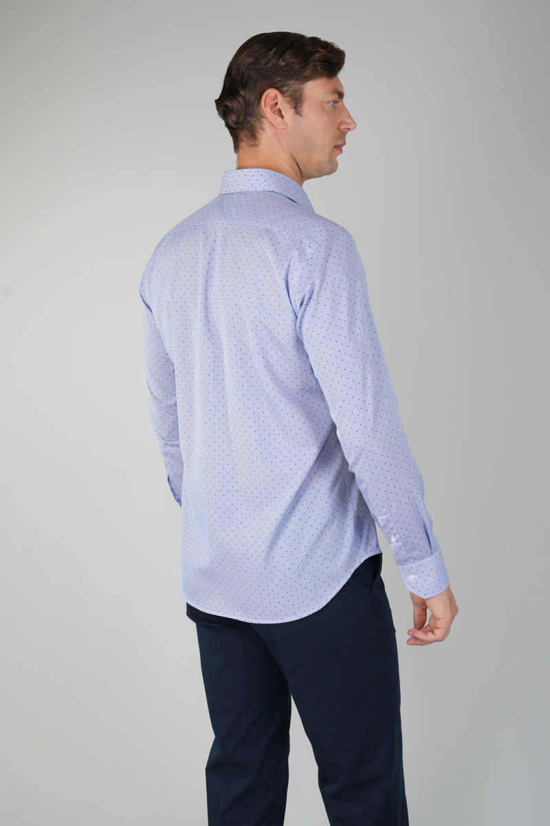 Uzun Kollu Klasik Mavi Regular Fit Erkek Gömkek (1)