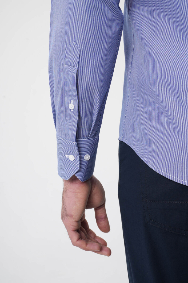 Uzun Kollu Klasik Yaka Erkek Lacivert Regular Fit Gömlek - 8