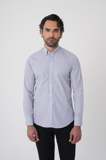 Uzun Kollu Paşa Yaka Regular Fit Erkek Siyah Cepsiz Gömlek 