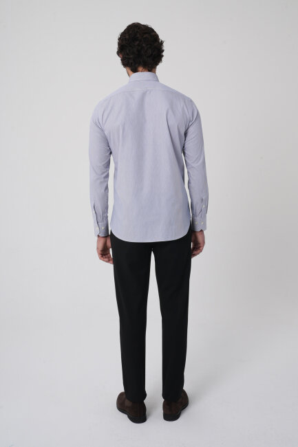 Uzun Kollu Paşa Yaka Regular Fit Erkek Siyah Cepsiz Gömlek - 6