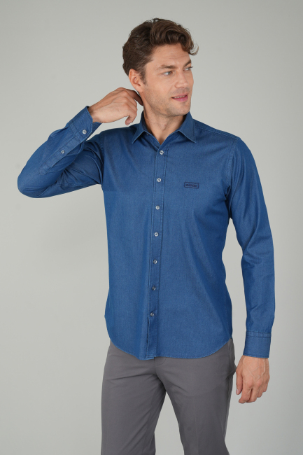 Uzun Kollu Regular Fit Spor Erkek  Denim Gömlek