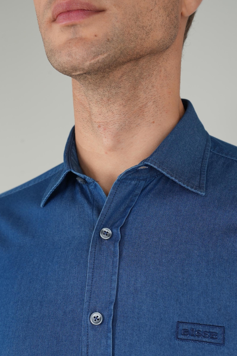 Uzun Kollu Regular Fit Spor Erkek  Denim Gömlek - 3