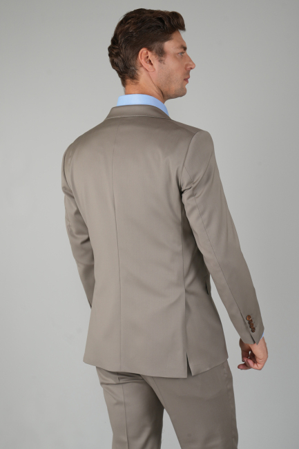 Vizon Dokuma Mono Yaka Çift Yırtmaçlı 6 Drop Yün Klasik Takım Elbise - 2