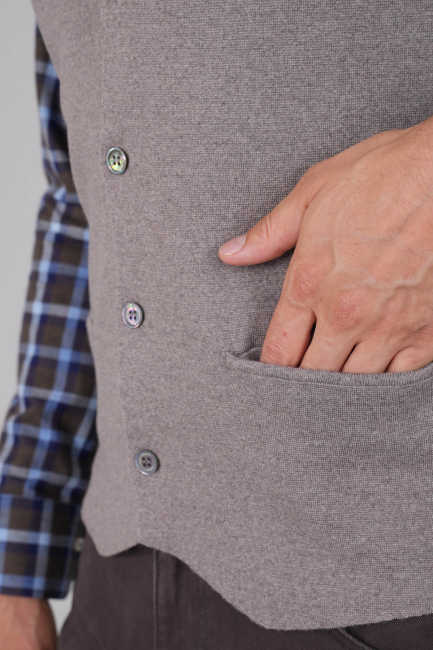 Vizon Düz Triko Yün Erkek Yelek - 4