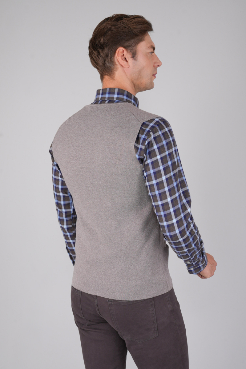 Vizon Düz Triko Yün Erkek Yelek (1)