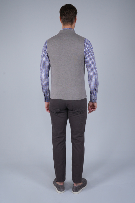 Vizon Kruvaze Yün Erkek Yelek - 2